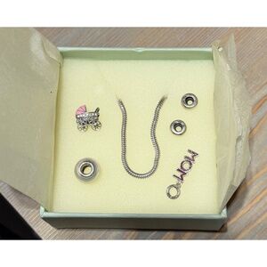 M Italy ME 925 Sterling Silver MOM Charm Bracelet